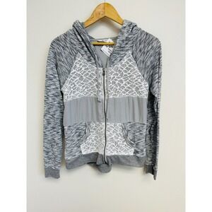 MissMe Women Size Small Sweatshirt Small Gray Lace Hoodie Full Zip Y2K Miss Me